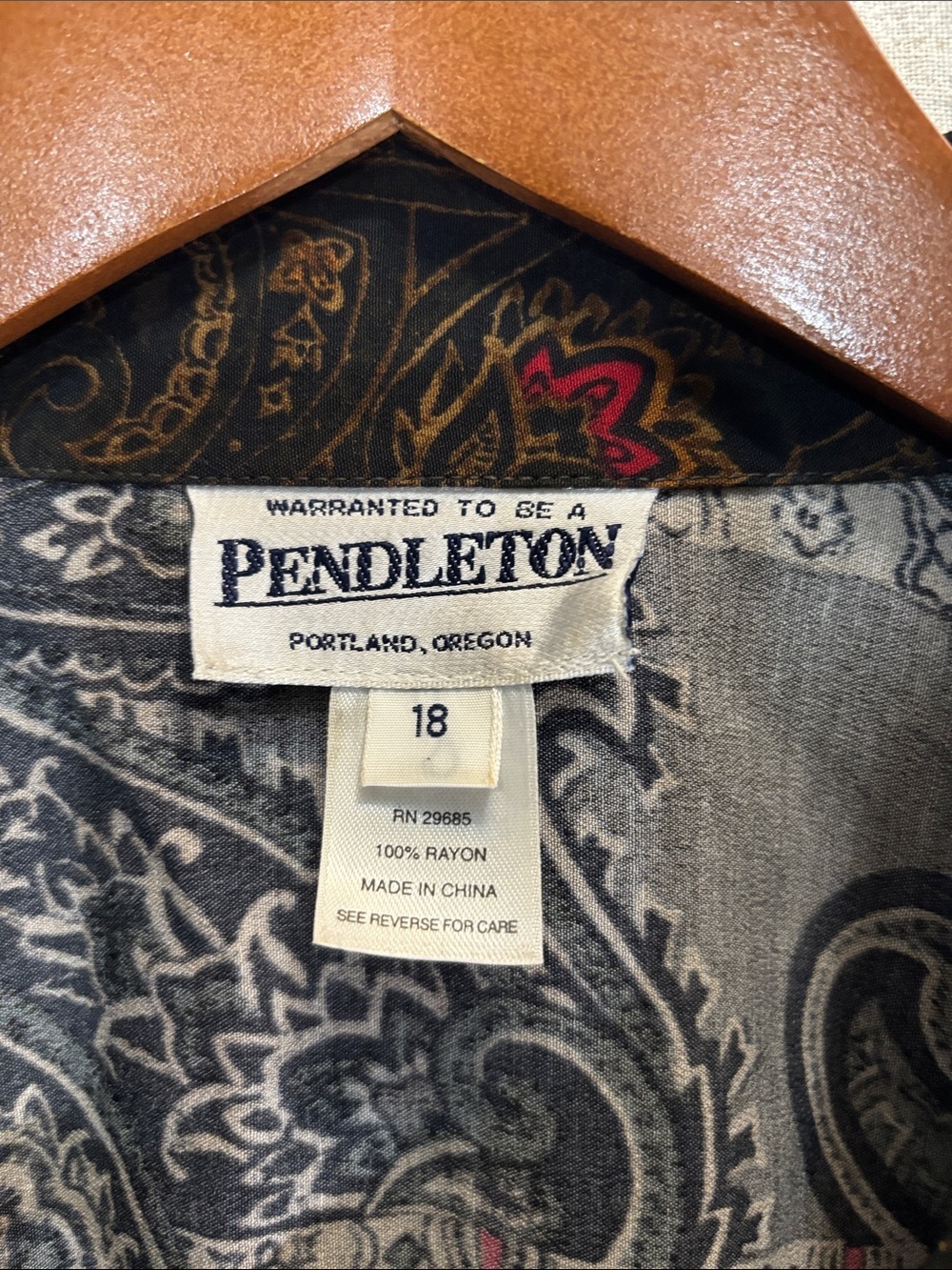 Pendleton Black Paisley Two Piece Skirt and Blouse Set 100% Rayon - Picture 2 of 16